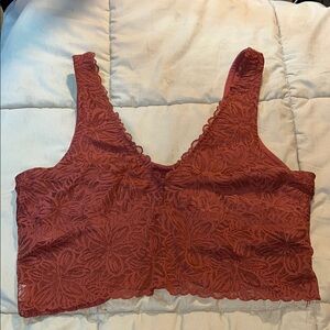 Aerie Firework Lace Ribbed Reversible Longline Bralette